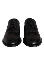 Dolce & Gabbana Black Embroidered Classic Leather Derby Dress Shoes - EU41/US8 - Shoes