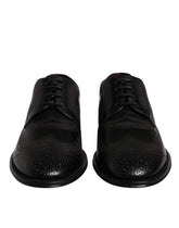Sapatos de Vestir Derby de Pele Clássicos Bordados Pretos Dolce & Gabbana - EU41/US8