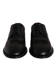 Dolce & Gabbana Black Embroidered Classic Leather Derby Dress Shoes - EU40/US7