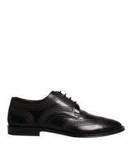 Dolce & Gabbana Black Embroidered Classic Leather Derby Dress Shoes - EU41/US8 - Shoes