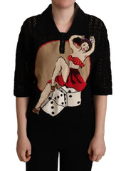 Dolce & Gabbana Black Embroidered Knitted Cotton Sweater - IT44|L - Sweaters