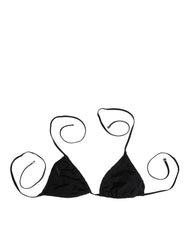 Dolce & Gabbana Black Embroidered Triangle Swimwear Underwear - IT2 | S - Swimwear Tops
