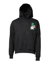 Dolce & Gabbana Black Embroidery Hooded Sweatshirt Sweater - IT54 | XL - Hoodies