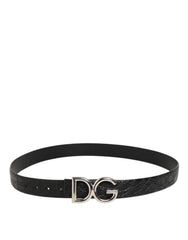 Dolce & Gabbana Black Exotic Leather DG Logo Buckle Belt - Belts