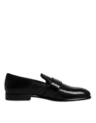 Dolce & Gabbana Black Exotic Leather DG Logo Loafers Formal Dress Shoes - Flats