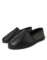 Dolce & Gabbana Black Exotic Leather Espadrilles Slip On Shoes - EU43/US10