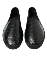 Dolce & Gabbana Black Exotic Leather Espadrilles Slip On Shoes - EU43/US10