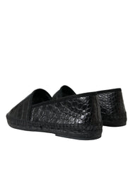 Dolce & Gabbana Black Exotic Leather Espadrilles Slip On Shoes - EU43/US10