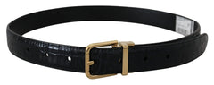 Dolce & Gabbana Black Exotic Leather Gold Metal Buckle Belt - 75 cm / 29,5 Inches - Belts