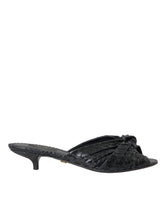 Dolce & Gabbana Black Exotic Leather Heels Slides Shoes - Sandals