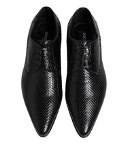 Dolce & Gabbana Black Exotic Leather Lace Up Derby Shoes - Shoes