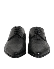 Dolce & Gabbana Black Exotic Leather Lace Up Derby Shoes - Shoes
