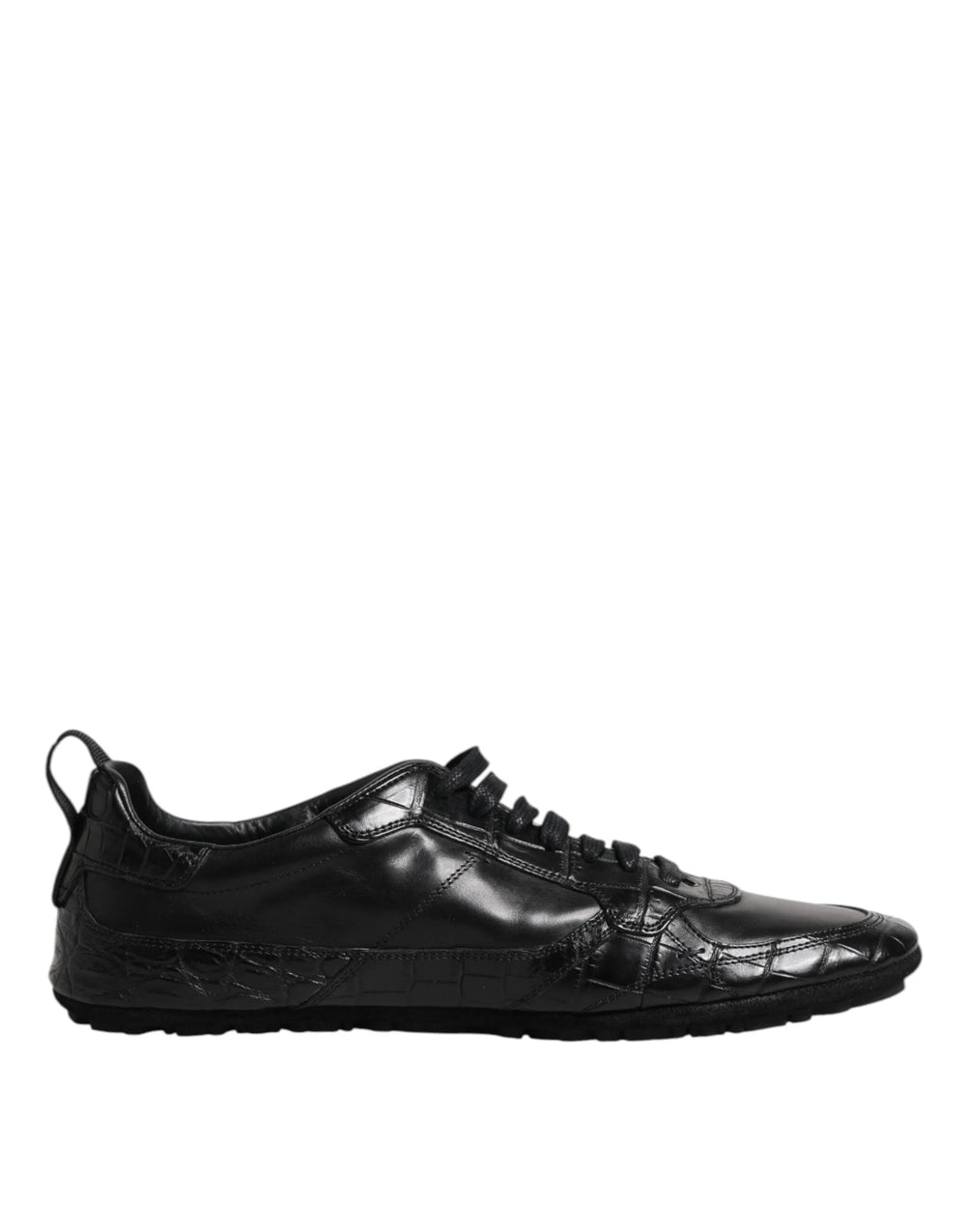 Dolce & Gabbana Black Exotic Leather Low Top Sneakers Shoes - Sneakers