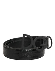 Dolce & Gabbana Black Exotic Leather Metal Logo Buckle Belt - 85 cm / 34 Inches - Belts