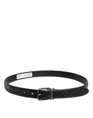 Dolce & Gabbana Black Exotic Leather Metal Logo Buckle Belt - 90 cm / 36 Inches - Belts