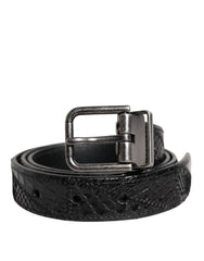 Dolce & Gabbana Black Exotic Leather Metal Logo Buckle Belt - 90 cm / 36 Inches - Belts