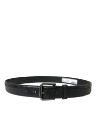 Dolce & Gabbana Black Exotic Leather Silver Metal Buckle Belt - 80 cm / 32 Inches - Belts