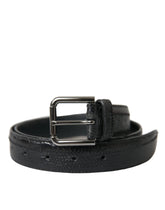 Dolce & Gabbana Black Exotic Leather Silver Metal Buckle Belt - 80 cm / 32 Inches - Belts