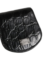 Dolce & Gabbana Black Exotic Skin Condom Case Holder Pocket Wallet
