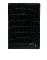 Dolce & Gabbana Black Exotic Skin Leather Long Bifold Passport Holder - Travel Wallets
