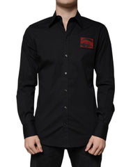 Dolce & Gabbana Black Eye Patch Long Sleeve GOLD Dress Shirt - IT40 | M - Shirts