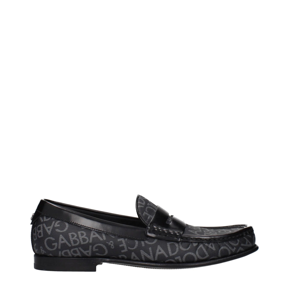 Dolce & Gabbana Black Fabric Slip-On Loafers - EU40/US7