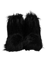 Dolce & Gabbana Black Faux Fur Mid Calf Boots Shoes - EU44/US11