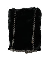 Dolce & Gabbana Black Faux Fur Silver Chain Crossbody Shoulder Purse Bag - Cross Body Bags