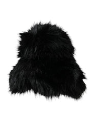 Dolce & Gabbana Black Faux Fur Womens Bucket Hat - 59 cm|L