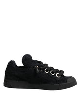 Dolce & Gabbana Black Faux Shearling Low Top Sneakers Shoes - EU44/US11