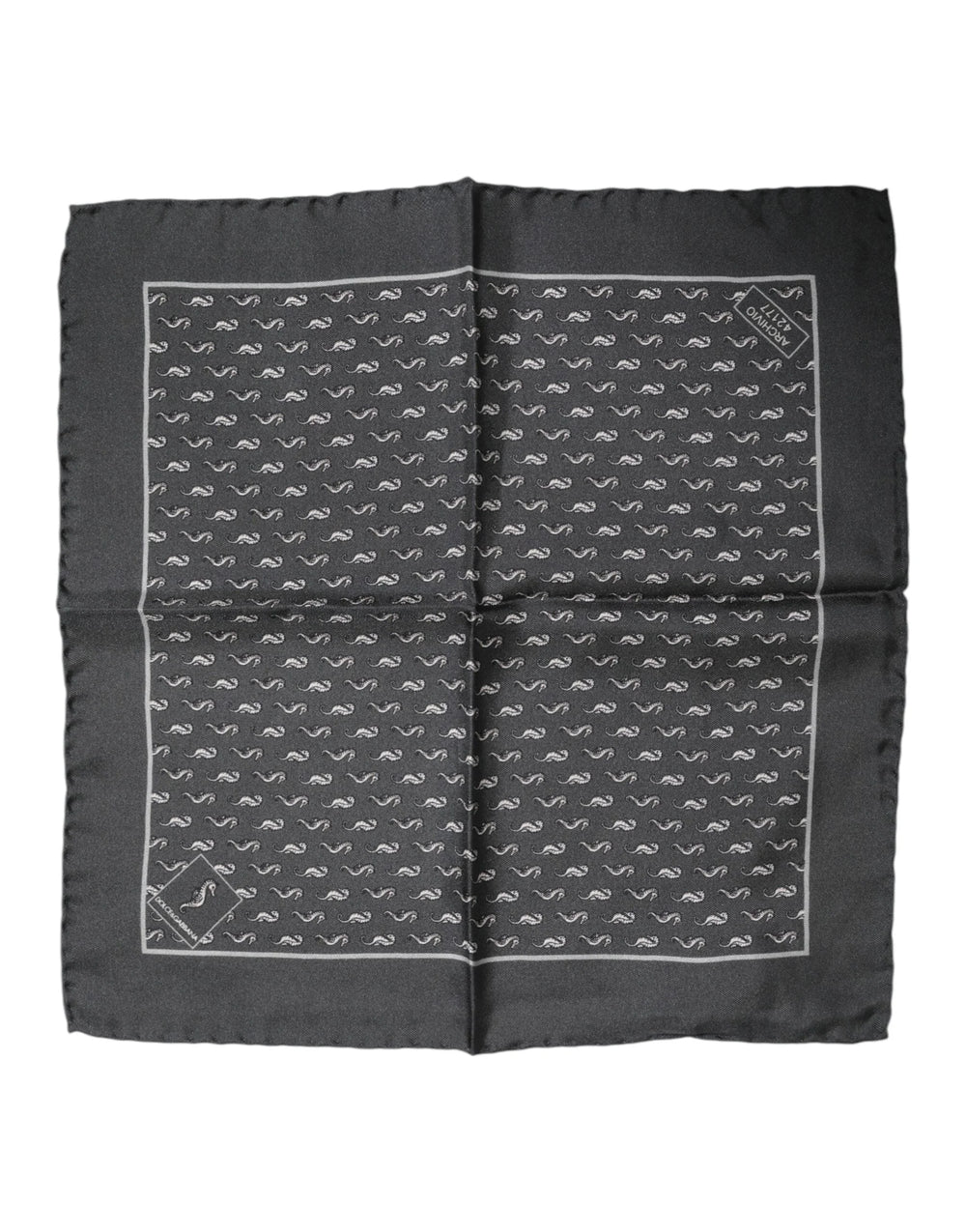 Dolce & Gabbana Black Fish Print Silk Square Men Foulard Scarf - Scarves & Shawls