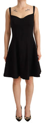 Dolce & Gabbana Black Fit Flare Wool Stretch Sheath Dress - IT40|S - Dresses