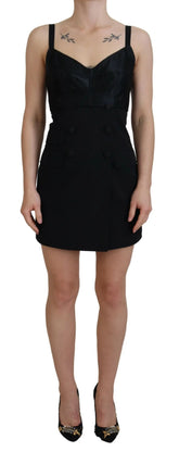 Dolce & Gabbana Black Fit Wool Stretch Sheath Mini Dress - IT40|S - Dresses