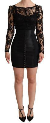 Dolce & Gabbana Black Fitted Lace Top Bodycon Mini Dress - IT36 | XS - Dresses
