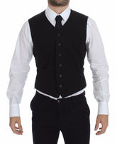Dolce & Gabbana Black Flax Cotton Dress Vest Blazer - Vests