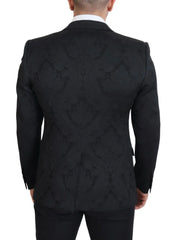 Dolce & Gabbana Black Floral Brocade 2 Piece MARTINI Suit - IT50 | L - Sport Jackets