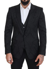 Dolce & Gabbana Black Floral Brocade 2 Piece MARTINI Suit - IT50 | L - Sport Jackets