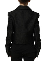 Dolce & Gabbana Musta Lillemustriga Nahk Jakk - IT40|S