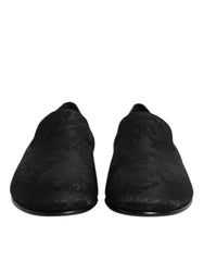 Dolce & Gabbana Black Floral Brocade Loafers Men Dress Shoes - Flats