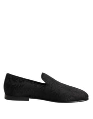 Dolce & Gabbana Black Floral Brocade Loafers Men Dress Shoes - Flats