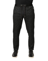Dolce & Gabbana Black Floral Brocade Skinny Men Dress Pants - IT48 | M