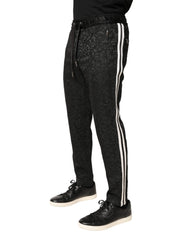 Dolce & Gabbana Black Floral Brocade Skinny Men Dress Pants - IT48 | M