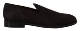 Pantoufles noires à brocart floral pour homme Dolce & Gabbana, un élégant mocassin de soirée avec une broderie complexe en mélange de soie.