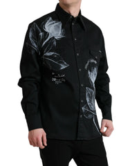 Dolce & Gabbana Black Floral Cotton Collared Dress Shirt - IT40 | M - Shirts