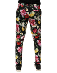 Dolce & Gabbana Black Floral Cotton Dress Formal Trouser Pants - IT48 | M - Trousers