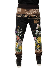 Dolce & Gabbana Black Floral Cotton Jogger Sweatpants Pants - IT48 | M - Joggers