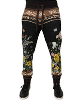 Dolce & Gabbana Black Floral Cotton Jogger Sweatpants Pants - IT48 | M - Joggers