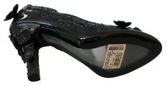 Dolce & Gabbana Black Floral Crystal CINDERELLA Heels Shoes - EU39/US8.5 - Heels
