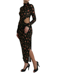Dolce & Gabbana Black Floral Cut Out Sheath Long Maxi Dress - IT40|S - Dresses