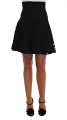 Dolce & Gabbana Black Floral Cutout Lace A-Line Skirt - IT36 | XS - Skirts